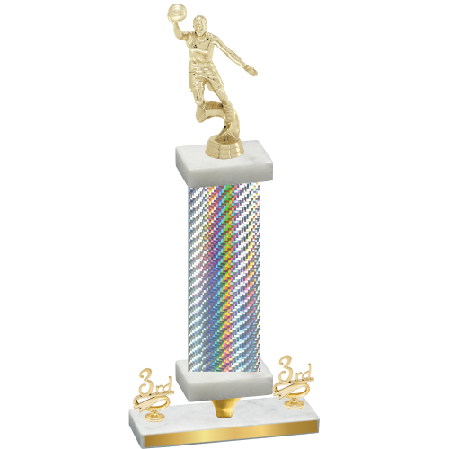 Premium Single Silver Carbon Fiber Third Place Basketball Trophy