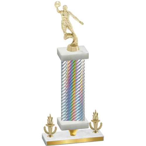 Premium Single Silver Carbon Fiber Victory Basketball Trophy