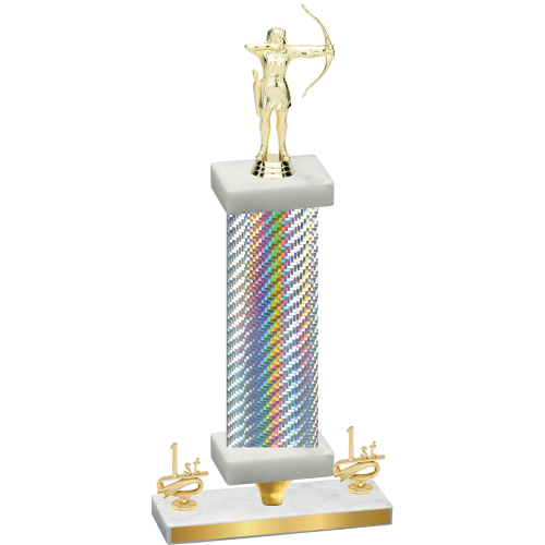 Premium Single Silver Carbon Fiber First Place Archery Trophy