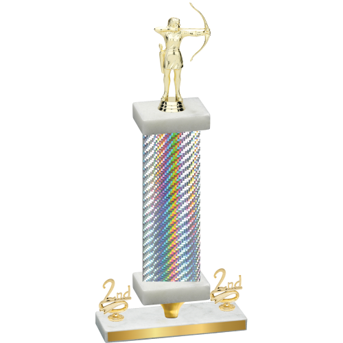 Premium Single Silver Carbon Fiber Second Place Archery Trophy