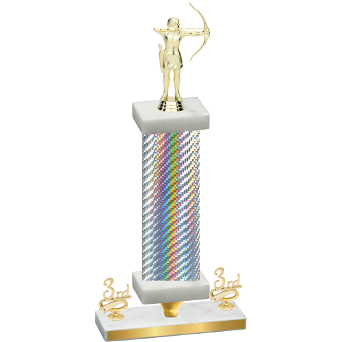 Premium Single Silver Carbon Fiber Third Place Archery Trophy