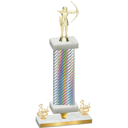 Premium Single Silver Carbon Fiber Third Place Archery Trophy