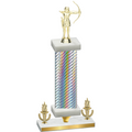 Premium Single Silver Carbon Fiber Victory Archery Trophy