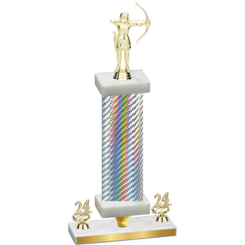 Premium Single Silver Carbon Fiber Year Archery Trophy