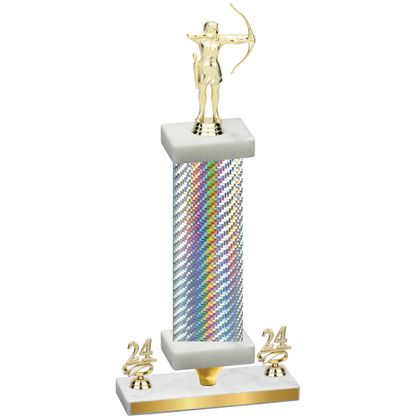 Premium Single Silver Carbon Fiber Year Archery Trophy