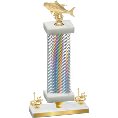 Premium Single Silver Carbon Fiber First Place Fishing Trophy