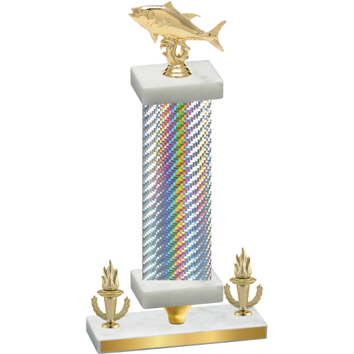 Premium Single Silver Carbon Fiber Victory Fishing Trophy