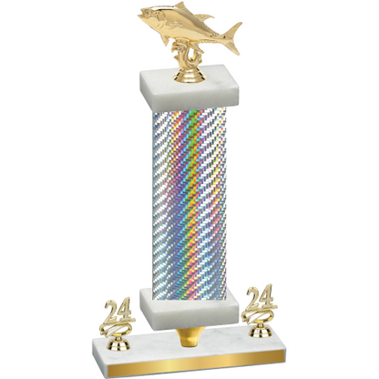 Premium Single Silver Carbon Fiber Year Fishing Trophy