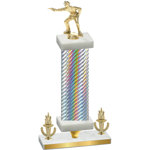 Premium Single Silver Carbon Fiber Victory Shooter Trophy