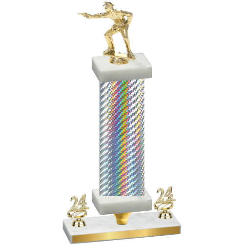 Premium Single Silver Carbon Fiber Year Shooter Trophy