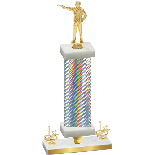 Premium Single Silver Carbon Fiber First Place Shooter Trophy