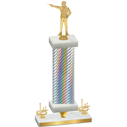 Premium Single Silver Carbon Fiber First Place Shooter Trophy