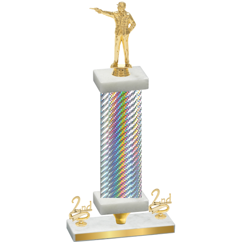 Premium Single Silver Carbon Fiber Second Place Shooter Trophy