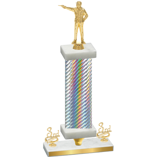 Premium Single Silver Carbon Fiber Third Place Shooter Trophy