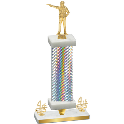 Premium Single Silver Carbon Fiber Fourth Place Shooter Trophy