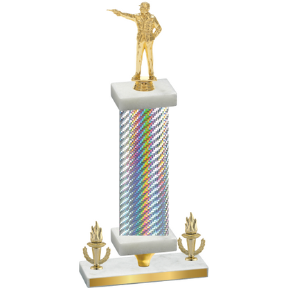 Premium Single Silver Carbon Fiber Victory Shooter Trophy