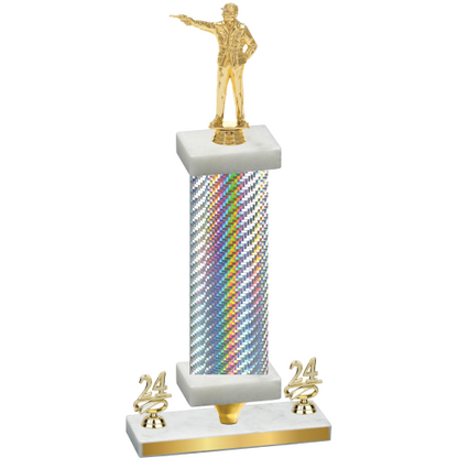 Premium Single Silver Carbon Fiber Year Shooter Trophy