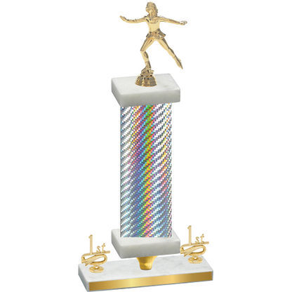 Premium Single Silver Carbon Fiber First Place Skater Trophy