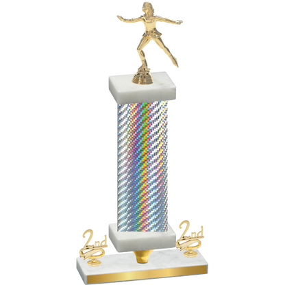 Premium Single Silver Carbon Fiber Second Place Skater Trophy