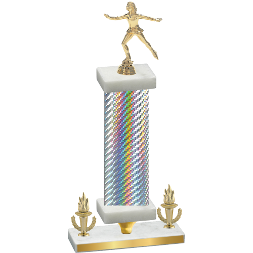 Premium Single Silver Carbon Fiber Victory Skater Trophy