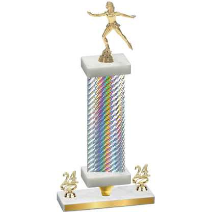 Premium Single Silver Carbon Fiber Year Skater Trophy