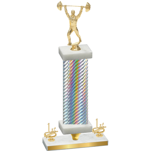 Premium Single Silver Carbon Fiber First Place Weights Trophy