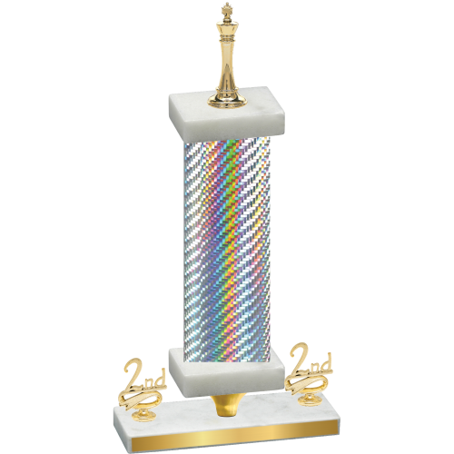 Premium Single Silver Carbon Fiber Second Place Chess Trophy