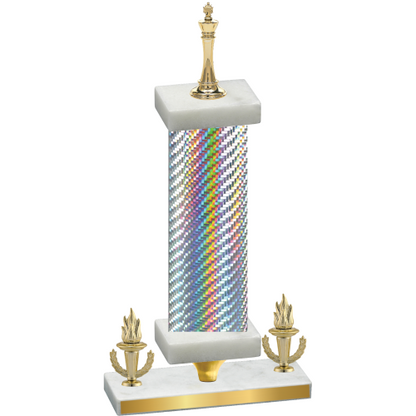 Premium Single Silver Carbon Fiber Victory Chess Trophy