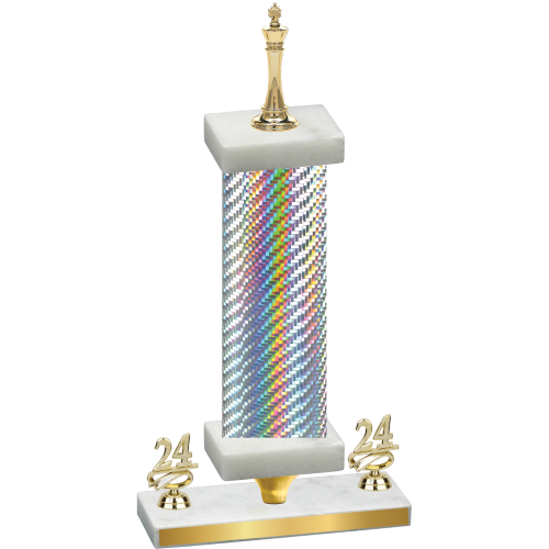 Premium Single Silver Carbon Fiber Year Chess Trophy