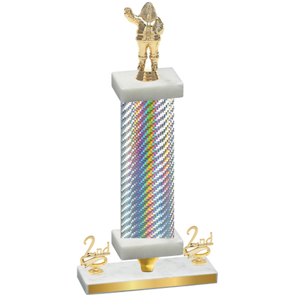 Premium Single Silver Carbon Fiber Second Place Holiday Trophy