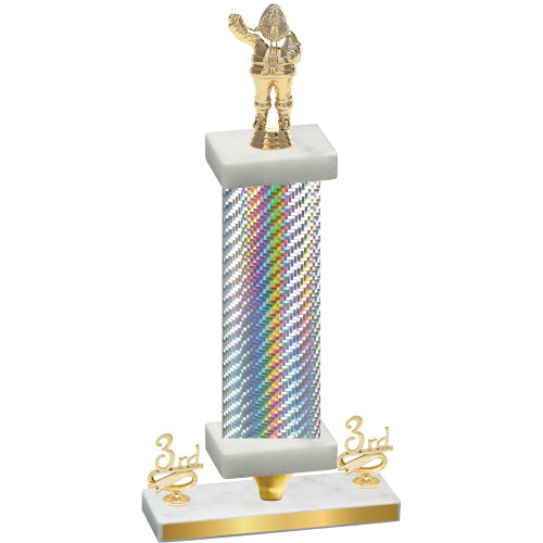 Premium Single Silver Carbon Fiber Third Place Holiday Trophy