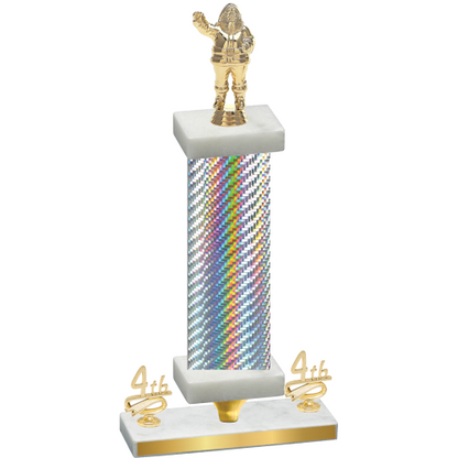 Premium Single Silver Carbon Fiber Fourth Place Holiday Trophy