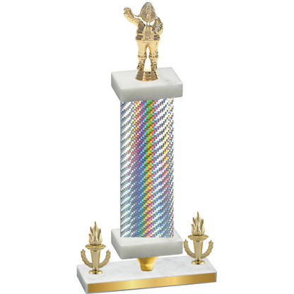 Premium Single Silver Carbon Fiber Victory Holiday Trophy