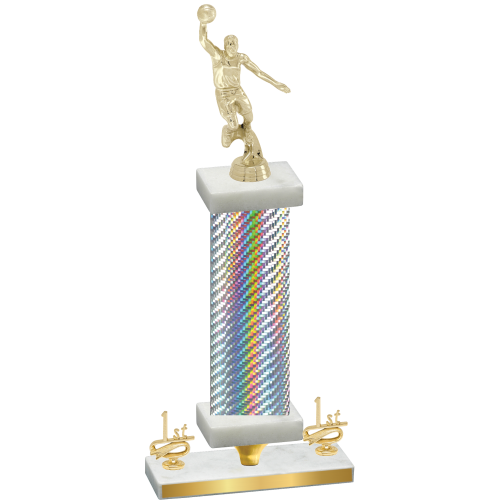 Premium Single Silver Carbon Fiber First Place Basketball Trophy