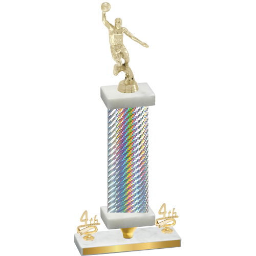 Premium Single Silver Carbon Fiber Fourth Place Basketball Trophy