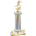 Premium Single Silver Carbon Fiber First Place Flag Football Trophy