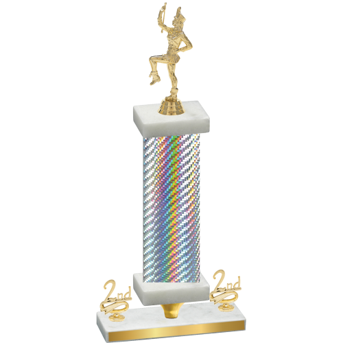 Premium Single Silver Carbon Fiber Second Place Majorette Trophy