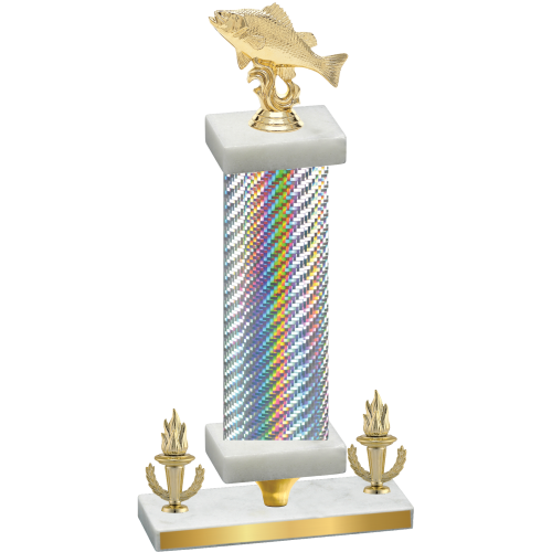 Premium Single Silver Carbon Fiber Victory Fishing Trophy