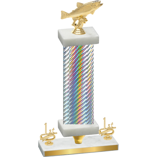 Premium Single Silver Carbon Fiber First Place Fishing Trophy