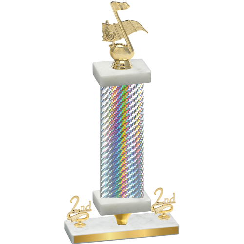 Premium Single Silver Carbon Fiber Second Place Music Trophy