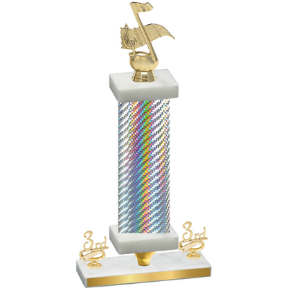 Premium Single Silver Carbon Fiber Third Place Music Trophy