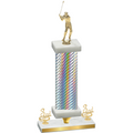 Premium Single Silver Carbon Fiber Third Place Golf Trophy