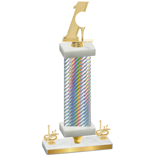 Premium Single Silver Carbon Fiber First Place Golf Trophy