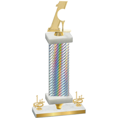 Premium Single Silver Carbon Fiber First Place Golf Trophy