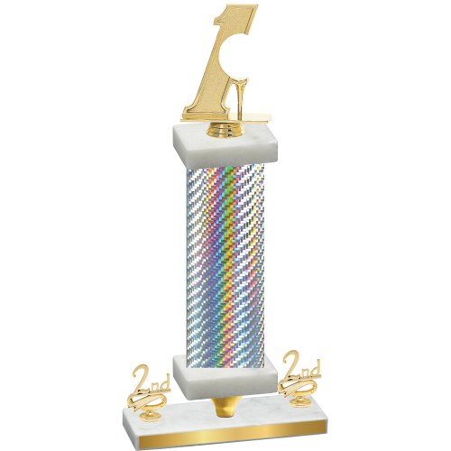 Premium Single Silver Carbon Fiber Second Place Golf Trophy