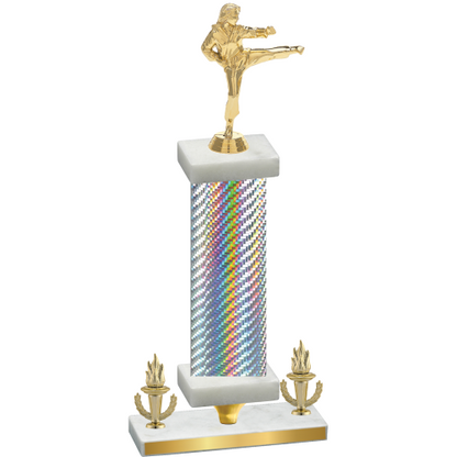 Premium Single Silver Carbon Fiber Victory Karate Trophy