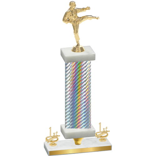 Premium Single Silver Carbon Fiber First Place Karate Trophy