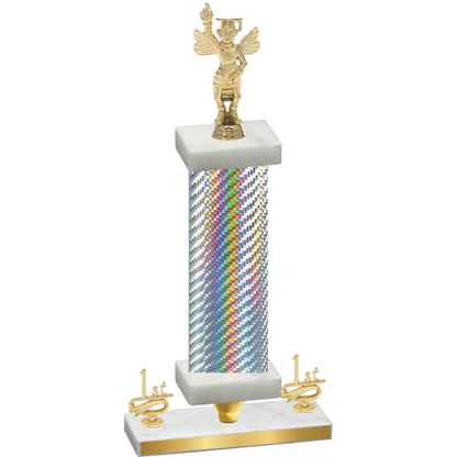 Premium Single Silver Carbon Fiber First Place Academics Trophy