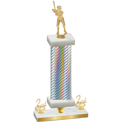 Premium Single Silver Carbon Fiber Second Place Baseball Trophy