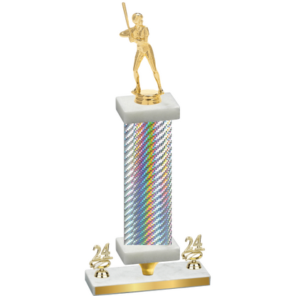 Premium Single Silver Carbon Fiber Year Softball Trophy